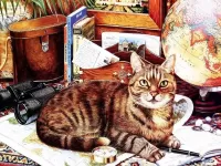 Jigsaw Puzzle Cat the traveller