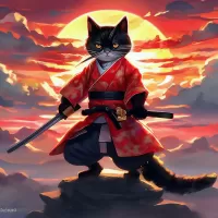 Rompecabezas Samurai cat