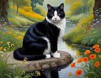 Slagalica Cat by the stream