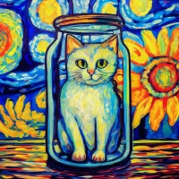 Jigsaw Puzzle Cat in a jar