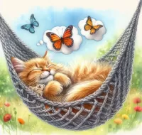 Quebra-cabeça Cat in a hammock