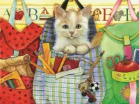 Puzzle Cat in backpack