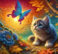 Слагалица Kitten and butterfly
