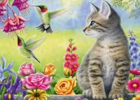 Puzzle Kitten and birds