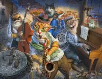 Jigsaw Puzzle Cats musicians