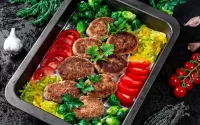 パズル Meatballs with vegetables