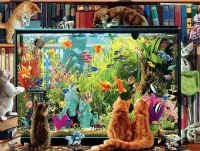 Quebra-cabeça Kittens and aquarium