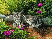 Jigsaw Puzzle Kittens and butterfly