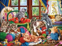 Jigsaw Puzzle Kittens and balls