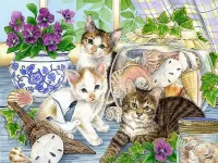 Jigsaw Puzzle Kittens and shells