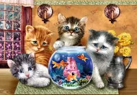 Quebra-cabeça Kittens and fish
