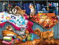 Jigsaw Puzzle Kittens and puppy