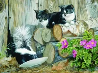 Puzzle Kittens and skunk