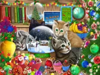 Zagadka Kittens and snow globe