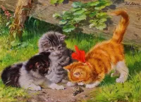 Jigsaw Puzzle Kittens and snail