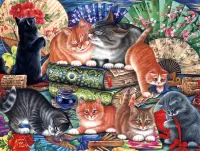 Jigsaw Puzzle Kittens and fan