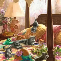 Zagadka Kittens on the bed