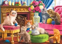 パズル Kittens by the fireplace