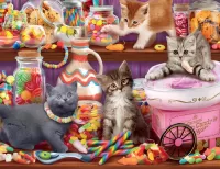 Rompecabezas Kittens in a candy store