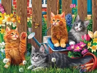 Rompecabezas Kittens in the garden
