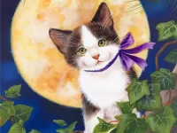 Jigsaw Puzzle Kitten with bow