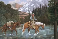 Rompecabezas Cowboy on horse