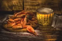 Puzzle Shrimp and beer