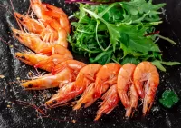 Jigsaw Puzzle Shrimp and greens