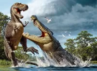 Пазл Крокодил и динозавр