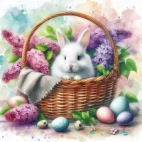 Jigsaw Puzzle Rabbit in a basket