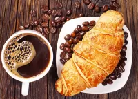 Jigsaw Puzzle Croissant and coffee