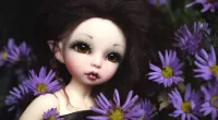 Bulmaca Doll in flowers
