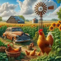 Jigsaw Puzzle Chickens on the farm