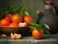 Jigsaw Puzzle Jug and tangerines