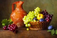 Puzzle Pitcher and grapes