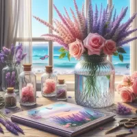 Jigsaw Puzzle Lavender and roses