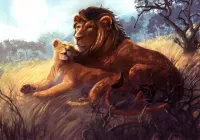 Puzzle Lion and lioness