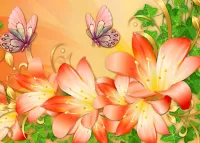 Jigsaw Puzzle Lilies and butterflies