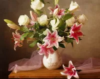 Rompecabezas Lilies and roses