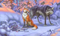 Jigsaw Puzzle Fox and Wolf