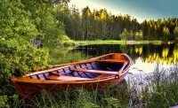 Jigsaw Puzzle Boat and lake