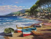 Puzzle Boats on the shore