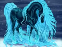 Puzzle Horse with a blue mane