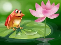 Puzzle Frog and lotus