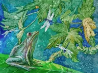 Jigsaw Puzzle Frog and dragonflies