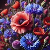 Rompecabezas Poppies and cornflowers