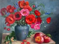 Jigsaw Puzzle Poppies and apples