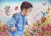 Пазл Мальчик и бабочки