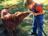 Пазл Мальчик и собака