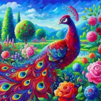 Jigsaw Puzzle Crimson Peacock